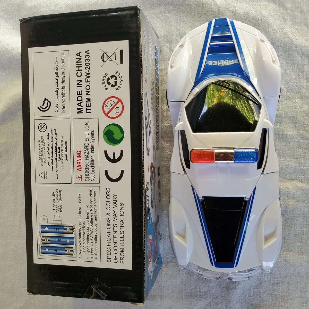 Robot Police Car Toy – Transformer with Lights, Music, Automatic Rotation & Bump-and-Go Movement, Brain Development & Fun Play for Kids