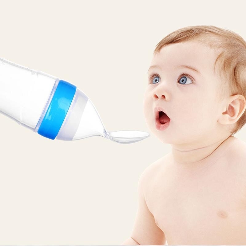 Silicone Baby Spoon Squeezing Feeding Bottle Feeder – Soft, Safe & Easy Baby Food Dispenser (Random color)