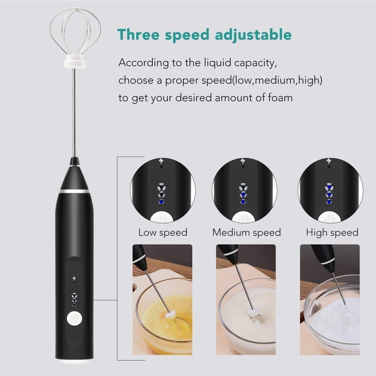Handheld Electric Milk Frother Whisk Egg Beater USB Rechargeable Coffee Blender Household Milk Shaker Mixer Foamer Food Blender (random color)