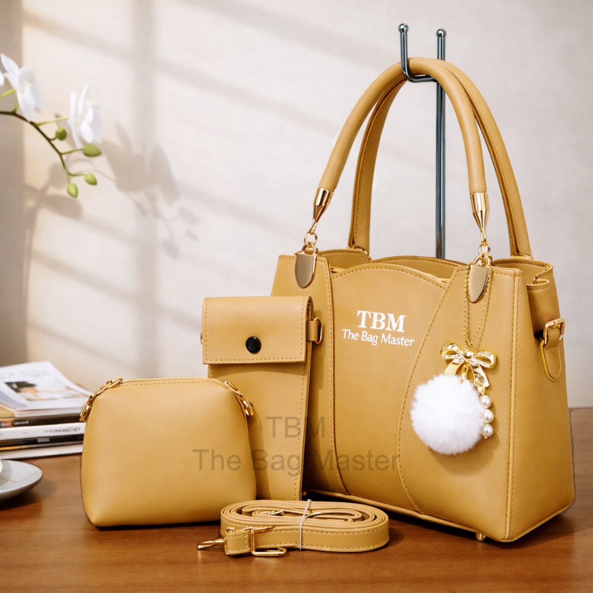 TBM The Bag Master 3 Piece Handbag Set Providing Stylish Design Comfortable Use Everyday Carry Support - Grey