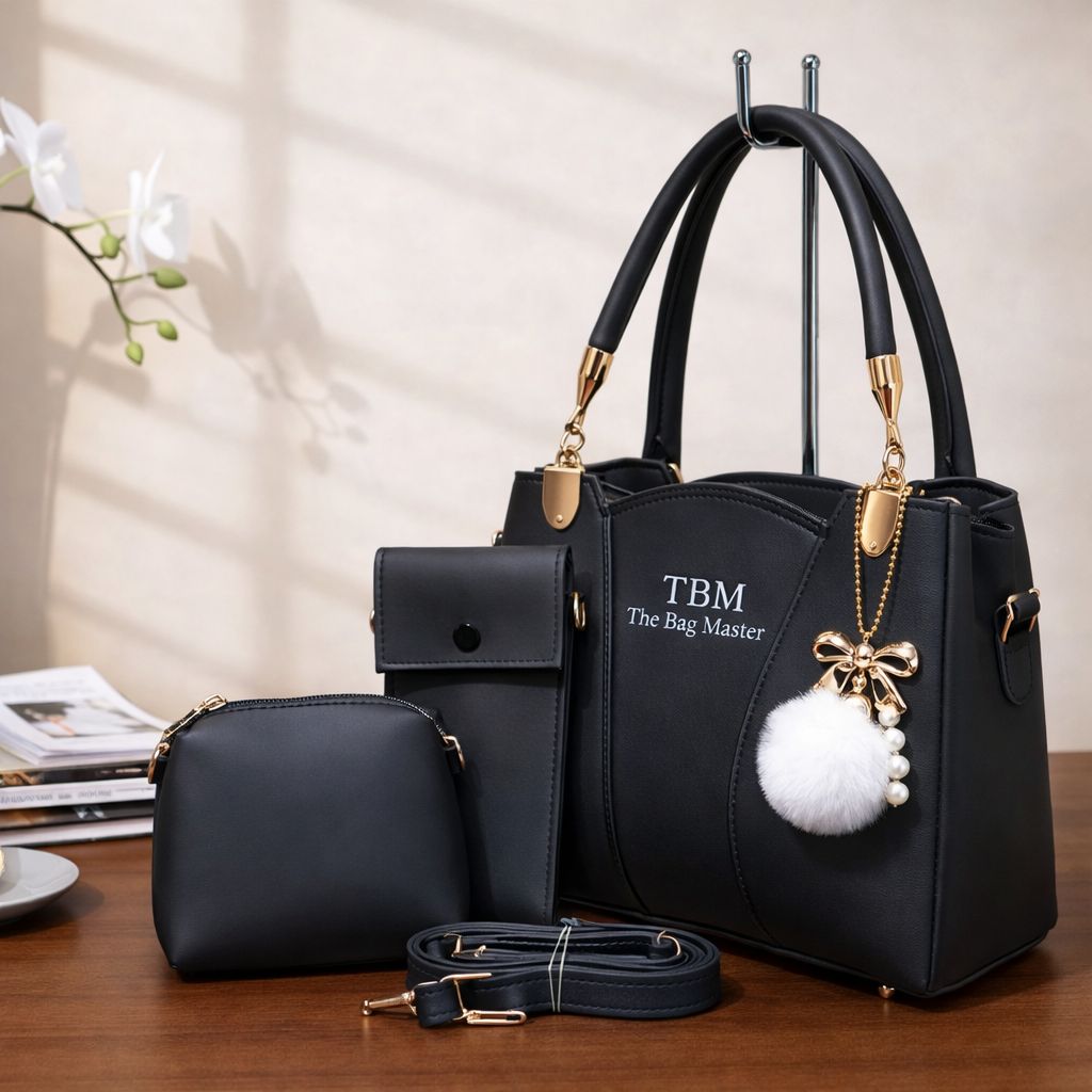 TBM The Bag Master 3 Piece Handbag Set Providing Stylish Design Comfortable Use Everyday Carry Support - Grey