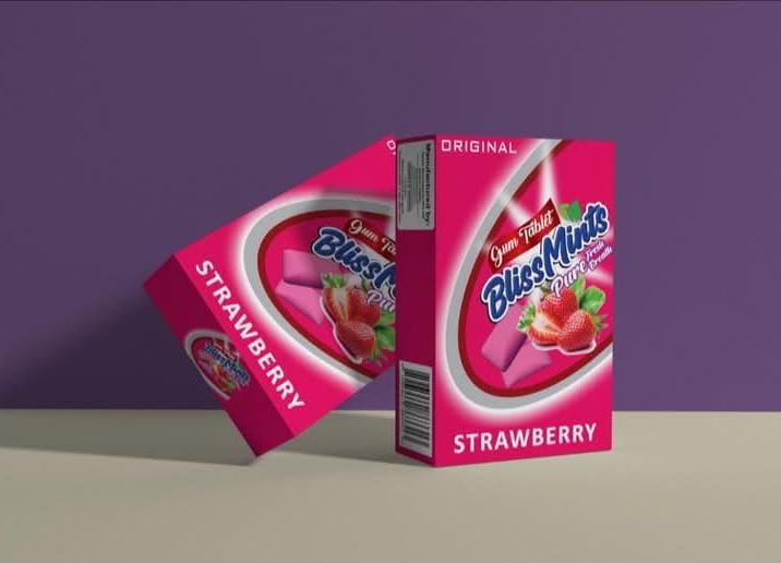 BlissMints Gum Tablets Assorted Fruit & Mint Flavors - 12 Packs x 12 Pieces | Fresh Breath & Long-Lasting Taste Variety Bundle ( strawberry )