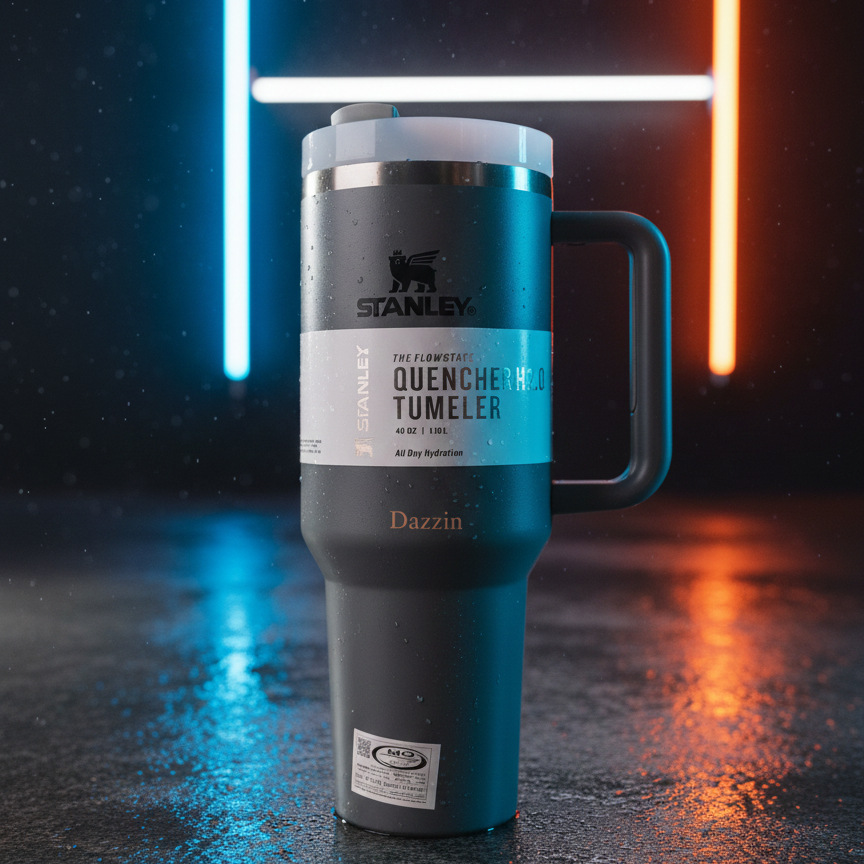 Stanley 40 Oz | (1200ML) Stainless Steel Vacuum Insulated Tumbler With Straw Leak Proof Quencher Cup For Hot And Cold Beverages - With Box | Grey