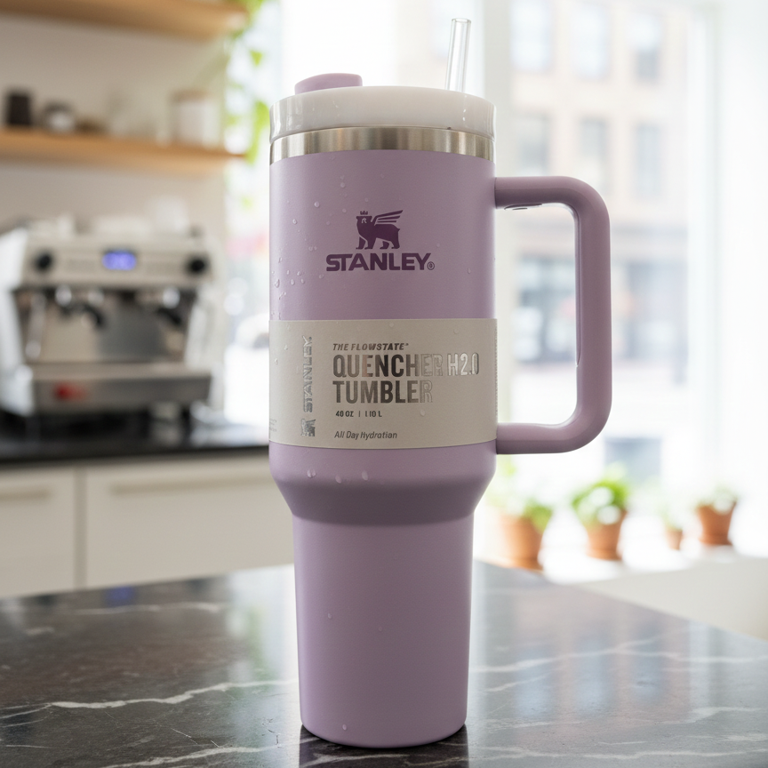 Stanley 40 Oz | (1200ML) Stainless Steel Vacuum Insulated Tumbler With Straw Leak Proof Quencher Cup For Hot And Cold Beverages - With Box | Grey