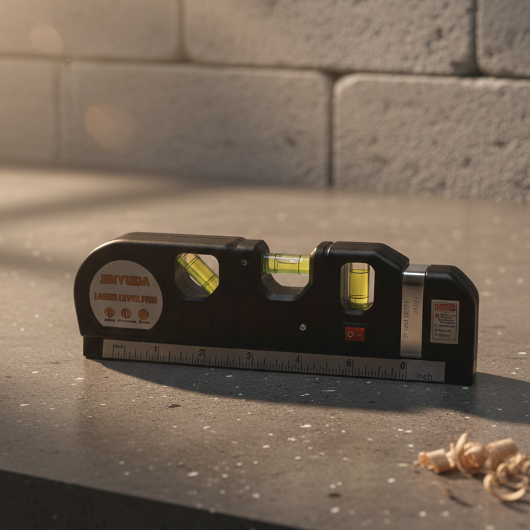 Multipurpose 3-in-1 Laser Level, Ruler, and Spirit Level Tool with Triple Bubble Vials for Precise Home Improvement & Construction Tasks