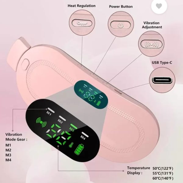 Heating Pad Women Period Pain Cramp Relief Belt Portable Menstrual Heating Pad With 3 Heat Levels And 4 Modes Electric Belt Massage (Random Color)