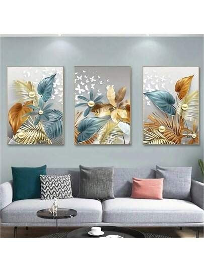 3pcs Butterfly Leafs Design Stickytiles Frame Providing Creative Artistic Pattern Elegant Look  Modern Appearance - 8*11