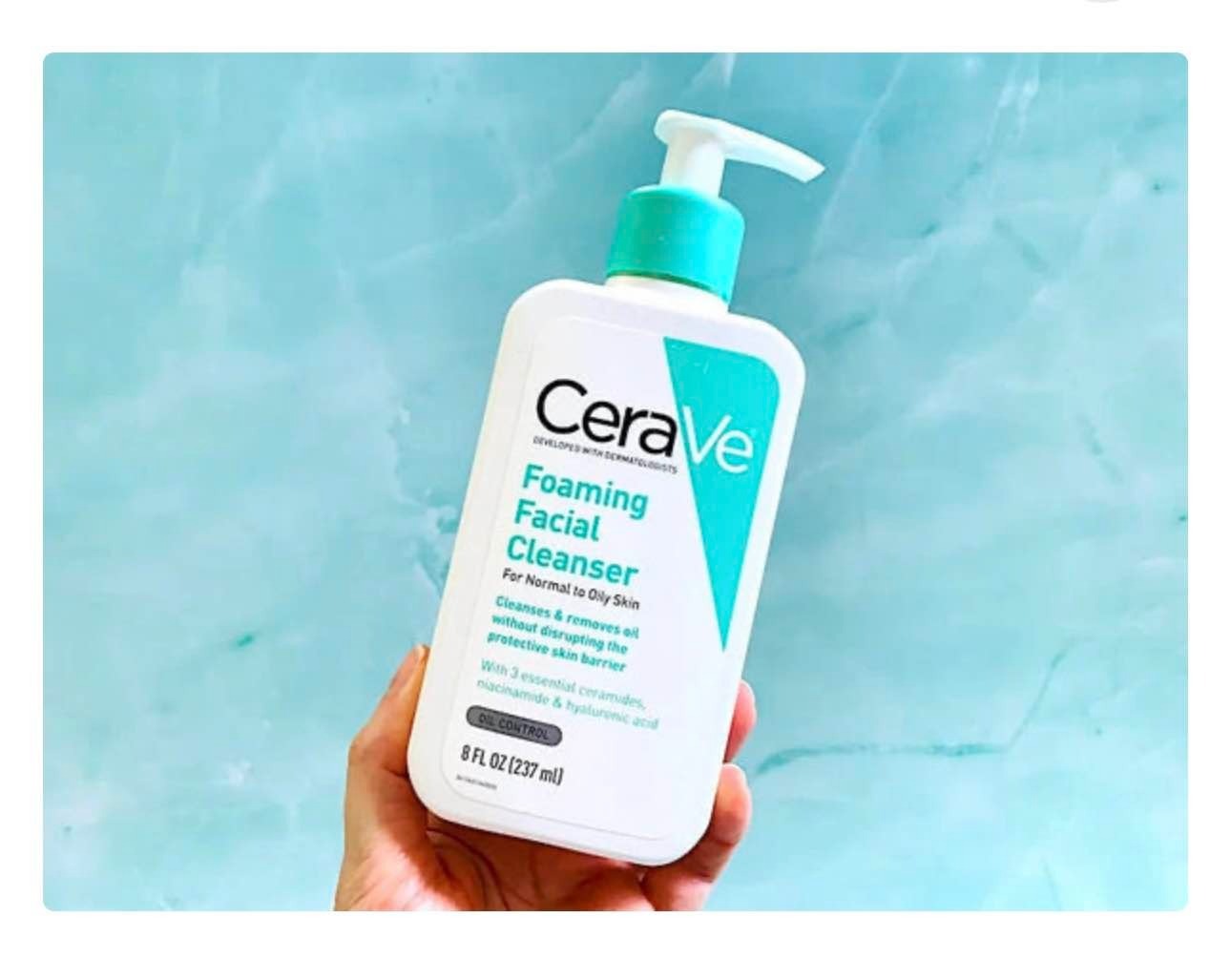 CeraVe Foaming Facial Cleanser for Normal to Oily Skin – Oil Control with Ceramides, Niacinamide & Hyaluronic Acid, 237ml