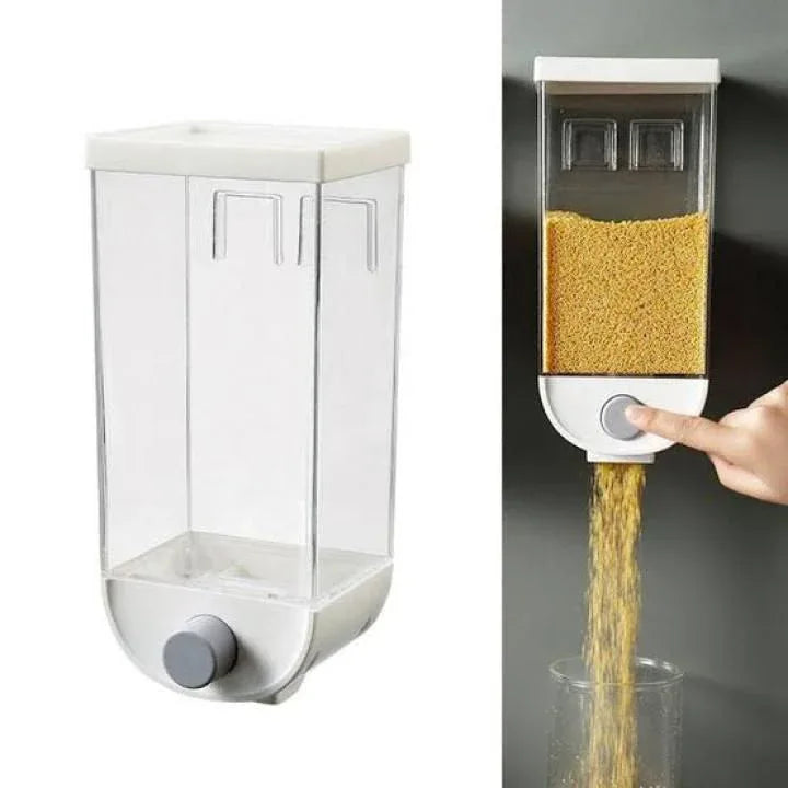 1Pc 1500ml Self-Adhesive Grain Dispenser | Wall Mounted Rice & Grain Storage Box | Kitchen Food Organizer Container | Dry Fruit Dispenser - Omnifecta.com