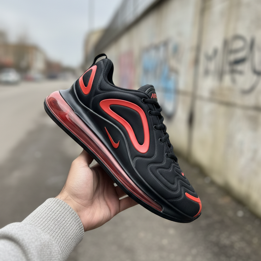 Nike Air Max 720 Sneakers In Black And Red Providing Stylish Design Comfortable Wear - 40