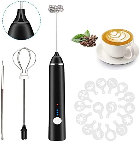 Handheld Electric Milk Frother Whisk Egg Beater USB Rechargeable Coffee Blender Household Milk Shaker Mixer Foamer Food Blender (random color)