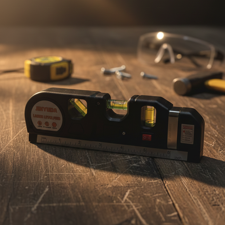Multipurpose 3-in-1 Laser Level, Ruler, and Spirit Level Tool with Triple Bubble Vials for Precise Home Improvement & Construction Tasks