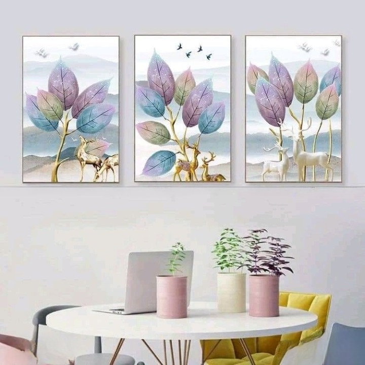 3pcs Trees Design Stickytiles Frame Providing Natural Artistic Pattern Elegant Look Durable Quality - 8*11