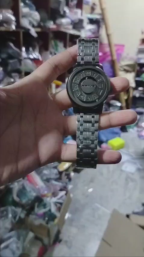 Black Stainless Steel Magnetic Ball Watch Providing Modern Design Everyday Style Support - With Box